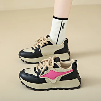 Дамски обувки на равна подметка, тази тенденция модни обувки на равна подметка, Удобни дишащи спортни обувки, Пролет-есен, Нови дамски маратонки Zapatos Mujer