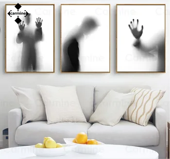 Човек Черна сянка на Стената художествени картини Начало декор с Модерни картини върху платно Скандинавските стенни щампи Плакати за домашен интериор на спалнята