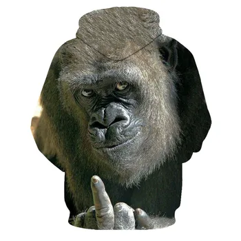 Есен нова hoody с качулка с участието на горила/маймуна за мъже и жени, hoody с 3D принтом маслен орангутан, яке с качулка в стил хип-хоп и Street Shoot