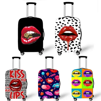 Секси кожен калъф за куфара с червени устни, модерен пътен калъф за куфара, 18-32-инчов еластичен калъф за куфар