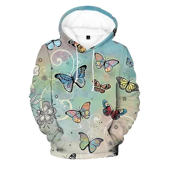 Мъжки ежедневни светлоголубая hoody с дълги ръкави и принтом пеперуди удобна свободна весеннеосенняя hoody модерен топ оверсайз