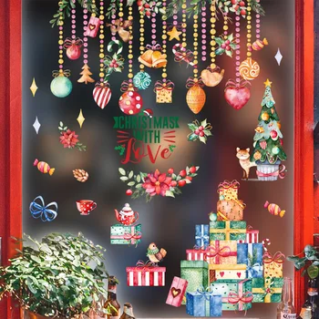 1 комплект Коледни стикери по прозорците, стикери за стена, Коледни украси за дома, търговски център, офис прозорец