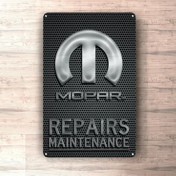 Лидице табела с плосък метален плакат (не 3D) - Знак за обслужване на Mopar Repairs за гараж, пещера човека