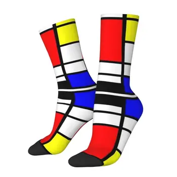 Минималистичные Чорапи De Stijl с Геометричен Модел за Жени И Мъже, Разтеглив, Летни, Есенни и Зимни Чорапи Piet Mondrian Abstract Art Crew Socks