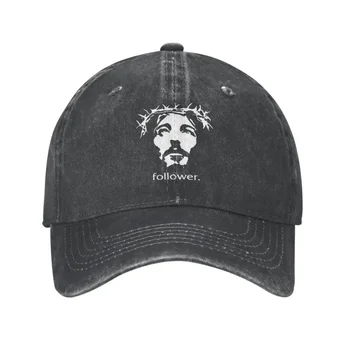 Бейзболна шапка в стил пънк от памук с забавен последовател на Исус Христос, дамски мъжки дишаща шапка за баща-християнин, градинска
