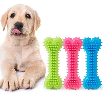 Мека гумена играчка за дъвчене под формата на костите, устойчив на укусам, за малки кучета - висококачествени аксесоари за полиране на зъбите и дресура