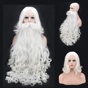Коледен подарък Брада на Дядо Коледа Синтетични косми е Къса перуки за cosplay за мъже Бяла перука на Коледната Брада на Дядо Коледа