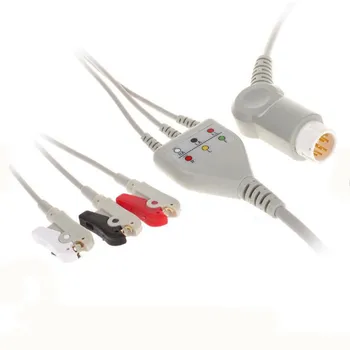 Съвместимост за Philips HP/12Pin MP20/30/VM6 Кабел за ЕКГ-мониторинг на пациента One Piece 3 O, кабел за ЕКГ, СЪС Скоба за кабел AHA TPU