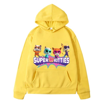 Супер Kitties, детски ежедневни блузи с аниме, дрехи за момчета y2k sudadera, Есенното яке, руното hoody, пуловер, детски дрехи за момичета