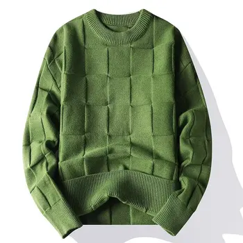 Мъжки пуловер, монофонични вязаный пуловер с кръгло деколте, мъжки ежедневни висококачествен Новият есенно-зимния пуловер, мъжки дрехи