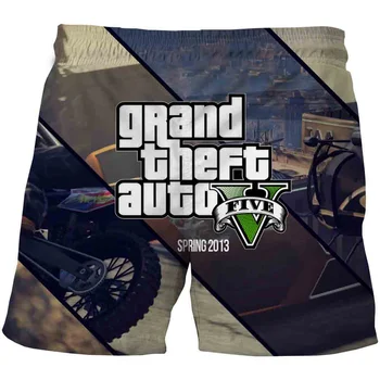 Летни Нови мъжки къси панталони 2022 за играта GTA 5 Grand Theft Auto с 3D принтом, джобове дантела прозорци, къси панталони с високо качество Short Homme