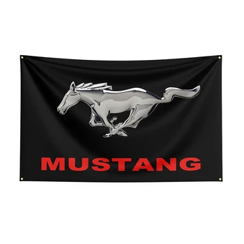 Банер на състезателен автомобил с принтом от полиестер с флага Mustangs размер 3x5 метра за декор - Ft Flags Декор, банер за украса на хартата, банер с флага