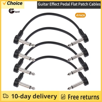 4 Опаковки педала на китарни ефекти Ggiant AC-8-Плоски кабели с дължина 6 инча с правоъгълни конектори 1/4 инча Комплект свързващи кабели