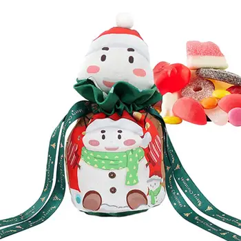 Коледни Подаръчни Пакети С Увреждания/Санта Клаус/Снежен Човек Кукла Коледен Карикатура Плат Гуди Bag Дантела Подарък Пакети За Конфетных Подаръци