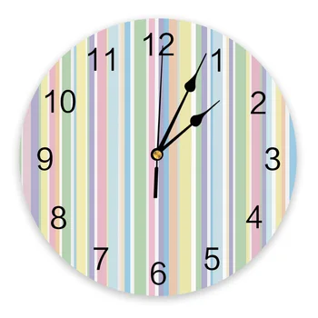 Цветни стенни часовници във вертикални райета Модерен дизайн Декорация на всекидневна Кухненски Тихи Часове Начало декор