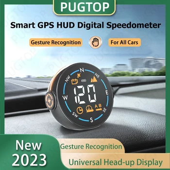 2023 Интелигентен GPS HUD Дисплей Сензор за скорост Интелигентно разпознаване на жестове Часовници надморска Височина Индикатор за околното осветление за всички автомобили