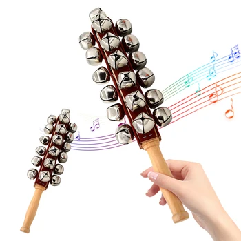 Начало Ръчно изработени музикален инструмент за ранно обучение на деца на партито Jingle Bell с дървена дръжка, изискан Малък празник