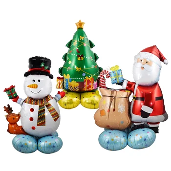 Коледни балони от фолио, балон с Дядо Коледа, Поставка за балони, подарък за Коледа, балон с Дядо Коледа, Стоки за коледно парти, Декорация за дома
