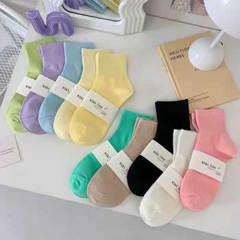 Ins/ Нови модерни къси Чорапи с ярки цветове и интериор в японски стил, пролет-лято, фини памучни дишащи спортни чорапи със защита от миризмата, ежедневни чорапи