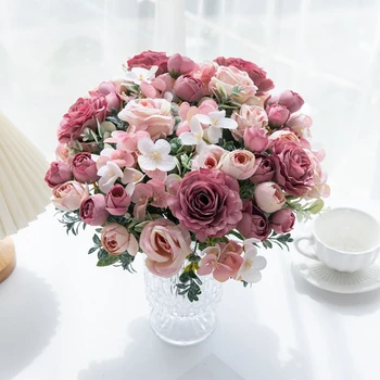 Големи изкуствени цветя, коприна роза, за коледен албум, домашна договореност, украса за сватбени партита, аксесоари с високо качество