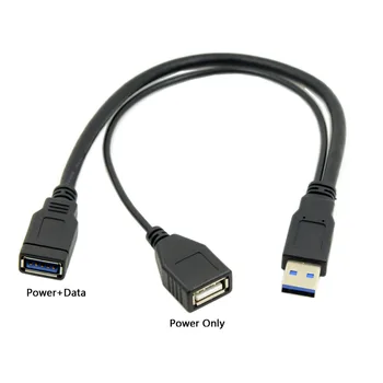 USB-USB кабел-кабел за пренос на данни USB 3.0 от мъжете на две USB-жени, допълнителен кабел за пренос на данни Y за 2,5-инчов мобилен твърд диск