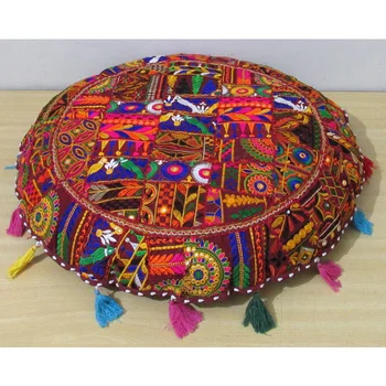 32-Инчов кръгла възглавница на пода, декоративна накладки ръчна изработка в стил мозайка