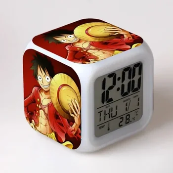 Аниме едно Парче на led аларма Luffy Цветни Променящата Digital alarm clock Настолни, Електронни Часовници за спални, детски Играчки, Подаръци За деца