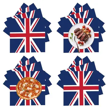 Комплект Съдове за готвене Union Jack 16шт Хартиени Салфетки/Чаша/Чиния Комплект Съдове за готвене С Флага на Обединеното Кралство За Спортно Събитие Pub Royal BBQ