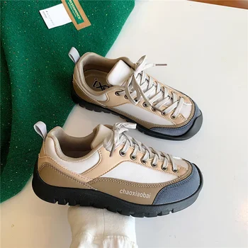 Обувки за татко, за да е подходяща по цвят, дамски новост 2022 г., в есенно-зимната мода ежедневни обувки в стил ретро, тенденция обувки за хляб с голяма глава