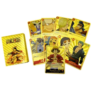 55ШТ японски аниме One Piece card Английски Luffy Zoro златна фолио card детски играчки battle карта
