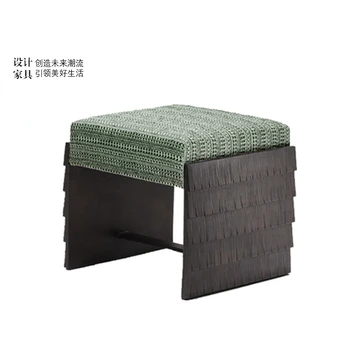 Квадратен столче от дизайнерската плат за всекидневната, творчески ниско столче за дома, столче за переобувания, грим в спалнята