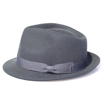 Фетровая шапка сиво от 100% вълна, устойчиви на петна, мъжки джаз шапка, есенно-зимна ежедневни шапка