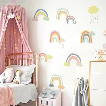 Funlife® с Преливащи се цветове стикери за стена на Спалня Декоративни водоустойчив самозалепващи етикети в прозореца Детска стая Стикери за стена