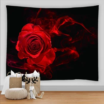 Романтизъм Червена Роза Гоблен 3D Цветя Стенни Декорации на Дома Хола Спални Аксесоари за стая Kawaii Естетически Тапиз