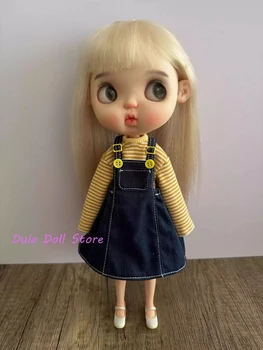 Облекло за кукли Dula Рокля с пола в ивица на спагети презрамки комплект Blythe ob24 ob22 Azone Licca ICY JerryB 1/6 Аксесоари за кукли Bjd