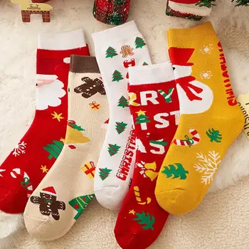 Зимни чорапи, Коледна своеобразна елха, чорапи с снеговиком, Нескользящая подметка, универсални коледни чорапи, подаръци за жени, аксесоар