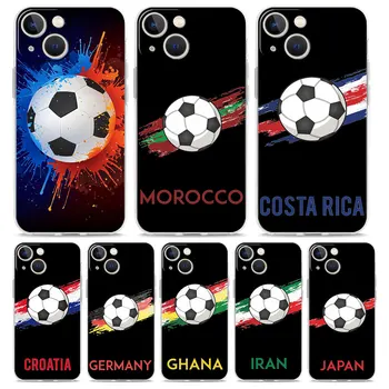 Кънтри Футбол на Мароко Футбол Прозрачен калъф за телефон iPhone 15 14 13 12 11 Pro Max XS X XR SE 7 8 Plus TPU Прозрачен калъф