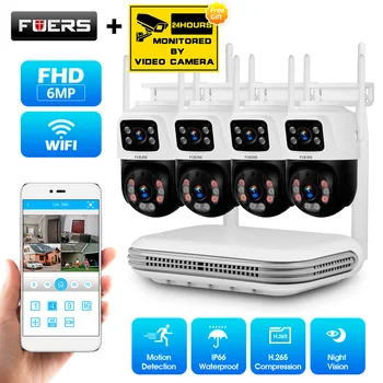 Fuers H. 265 6-Мегапикселова Външна IP Камера Full HD 8-Канален Безжичен Dvr Сигурността на WIFI System Kit Видеонаблюдение ВИДЕОНАБЛЮДЕНИЕ Face Аудио-Видео