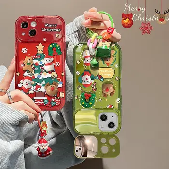 Коледна висулка Снежен Дядо Коледа cartoony калъф за телефон за iPhone 15 Pro Max 15 Plus за iPhone 14 Pro Max Калъф Коледни подаръци