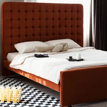 Легло Princess Модерен минималистичен мек калъф с катарама от изкуствена кожа в скандинавски стил и Основната спалня Двойна стая