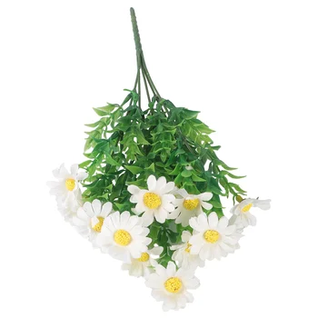 Изкуствени цветя Пластмасов букет от ромашек с 15 глави, реалистични изкуствени цветя за украса на сватбена къща и масата
