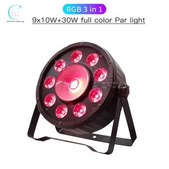 LED Par Light 9x10 W + 30 W RGB 3 в 1 С Плосък Светлина на Фона на Боя DMX Управление на Професионален DJ Диско-оборудване
