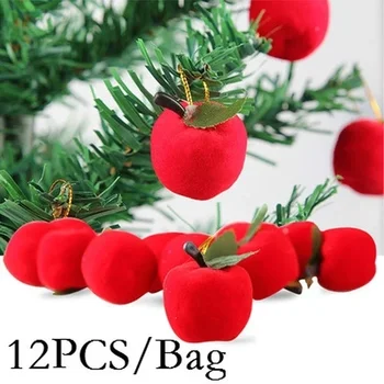 12 бр./опаковане. Коледна украса Червена ябълка Украса за коледната елха Висулка Коледен подарък за Децата на Нова година