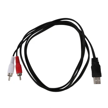 1,5 M Кабел Usb A от щепсела до 2X конектори Rca Phono Male Av кабел за свързване на аудио-видео карта Pc Tv Aux