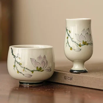 Ръчно рисувани от дърво ясен, чаша за орхидеи, китайски чай вечеря в ретро стил Кунг-фу, Малка керамика, Персонално ястие