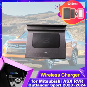 Безжична зарядно устройство ще захранване на таблото за Mitsubishi ASX RVR Outlander Sport 2020 ~ 2024 Централна конзола iPhone Бързо зарядно устройство Аксесоари за тави