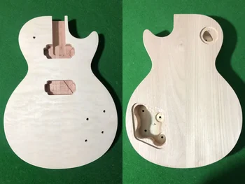 Електрическа китара долната част на тялото ватиран клен Cap стил хамбакер пикап, определени в петата недовършени китара перфорирана DIY проект 