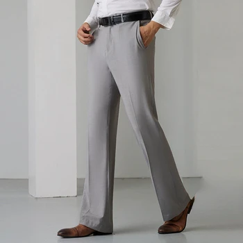 Летни Меки костюмные панталони с висока еластичност, мъжки модерен Бизнес панталони с еластичен ластик на талията, Корейската Приталенная марка дрехи, Ежедневни и Официални панталони H28