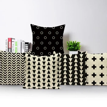 Геометричен калъф за възглавници в скандинавски стил в черно-бели райета, карета калъф за възглавница, калъфка за домашен интериор седалки, мека мебел, спални