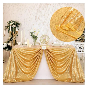 Покривка със златни пайети, 108x50 инча, Правоъгълно покритие на масата за сватба, Украса, на празничния банкет, детска торта за рожден Ден